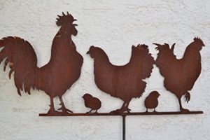 Gartenstecker Edelrost Hühner - Rostdeko Familie